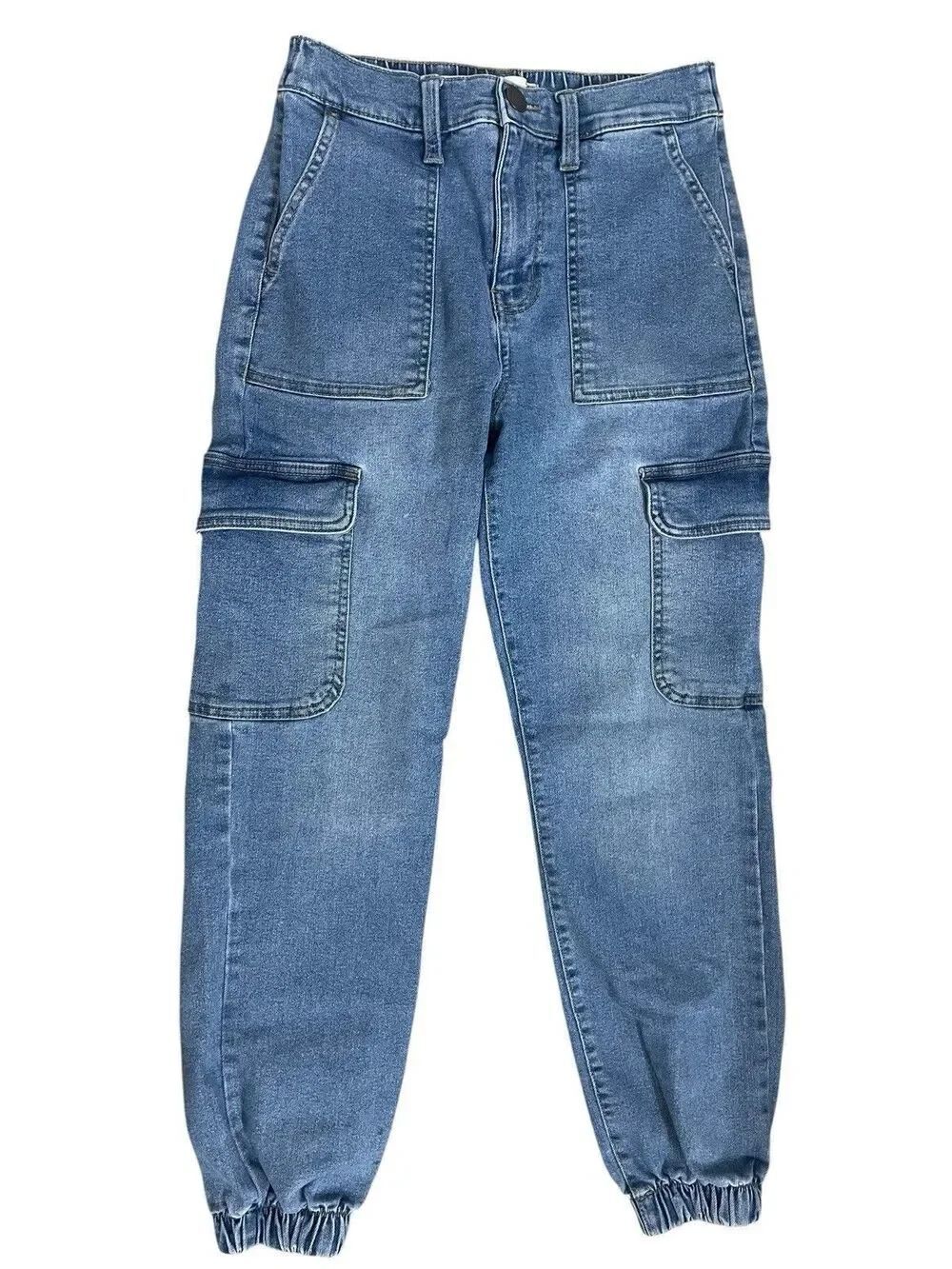 SO High Rise Cargo Jogger Jeans Women’s Size 3/26W Blue Denim Stretch